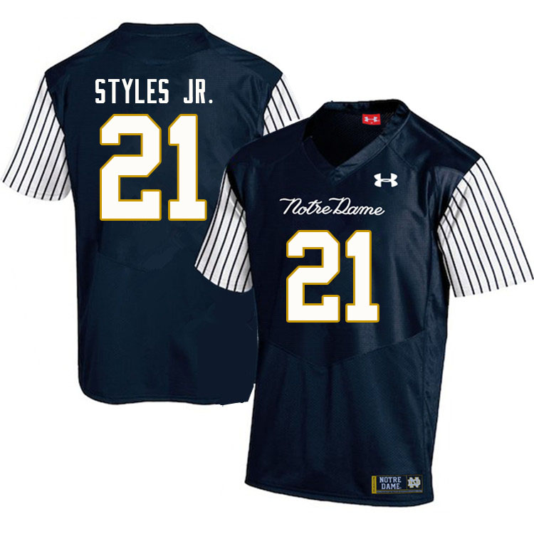 Men's NCAA Notre Dame Fighting Irish #21 Lorenzo Styles Jr. Stitched College Under Armour Authentic Navy Alternate Football Jersey SA10B38MC